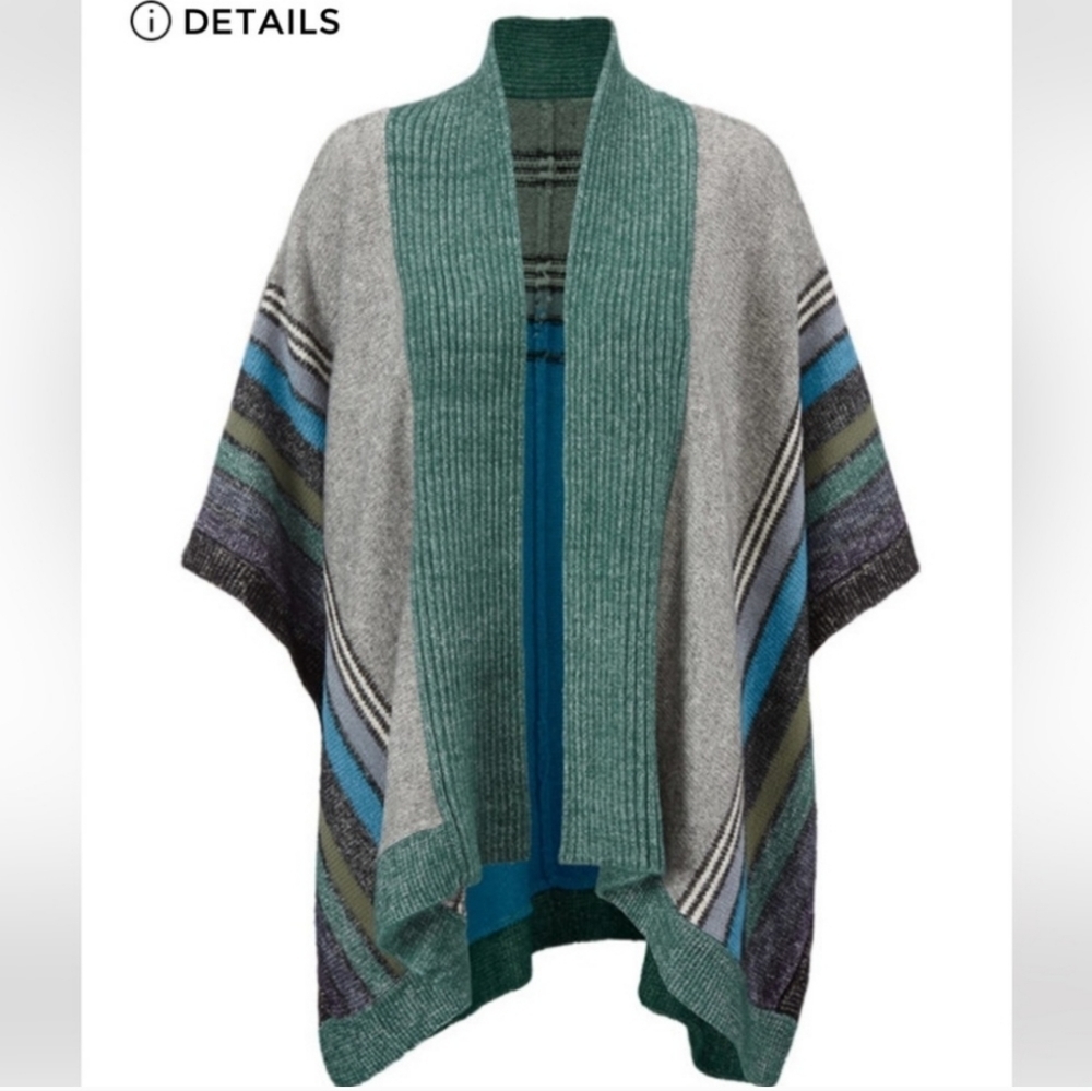 Cabi Windchill Kimono Poncho wrap Turquoise multi color Size XS/S